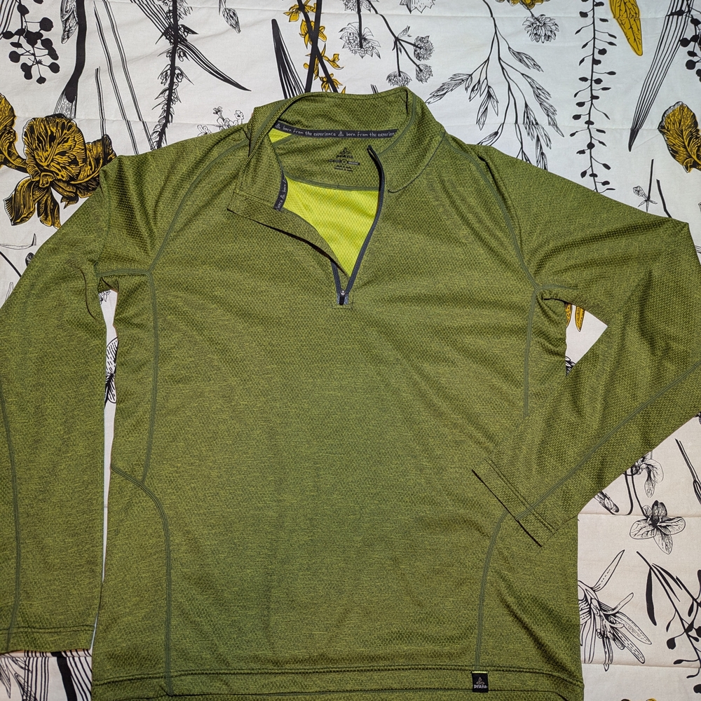 Prana Olive Green Quarter-Zip Pullover